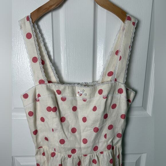 Reformation Rowen Linen Dress Pink Polka Dot 12 - Picture 3 of 7